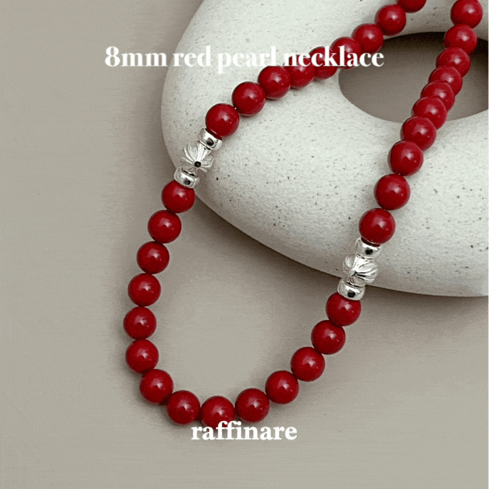 8mm red pearl necklace