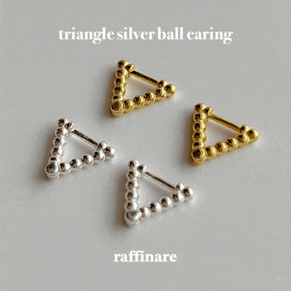 Triangle silver ball earing