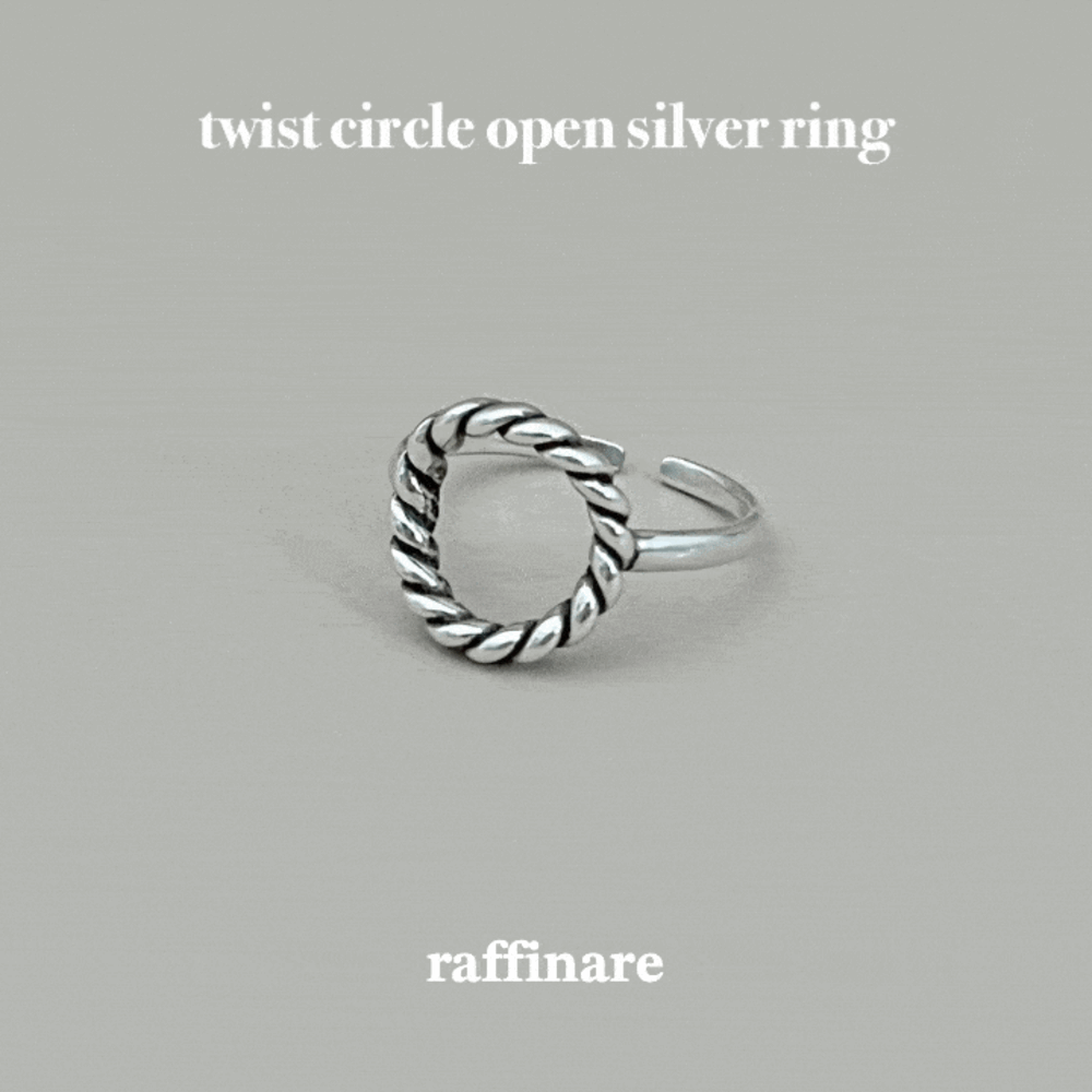 Twist circle open silver ring